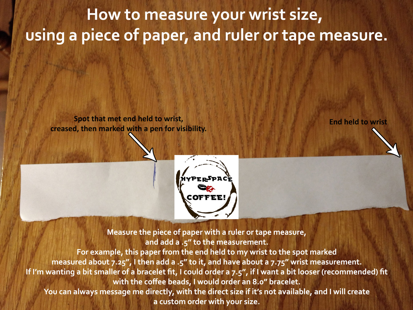 Hyperspace Coffee Bracelet - Real Coffee Beans Bracelet - Personalized Sizes