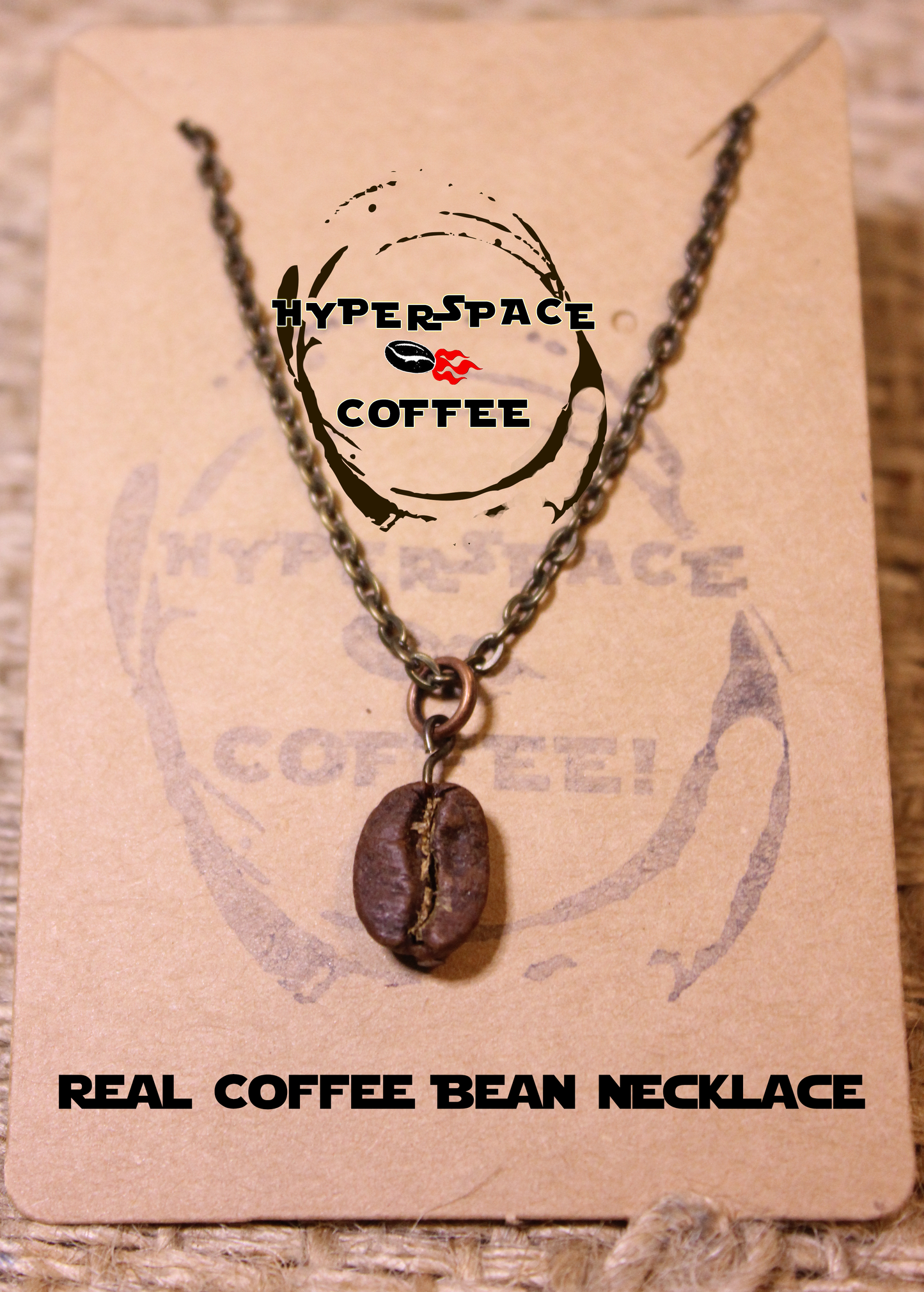 Real Coffee Bean Necklace - 18" Antique Chain Solo Real Coffee Bean Dangle Pendant Necklace - Handmade