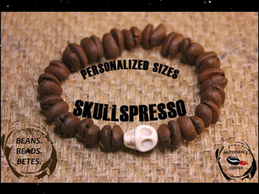 Solo Skullspresso! Coffee Skull Bracelet - Real Coffee Beans Bracelet - Shipping Included in Price