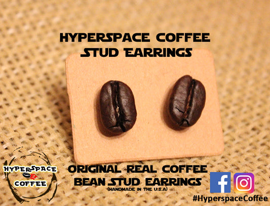 Coffee Bean Earrings - Real Coffee Bean Stud Earrings - Coffee Lover Gift Coffee Gift Coffee Jewelry Coffee Earrings
