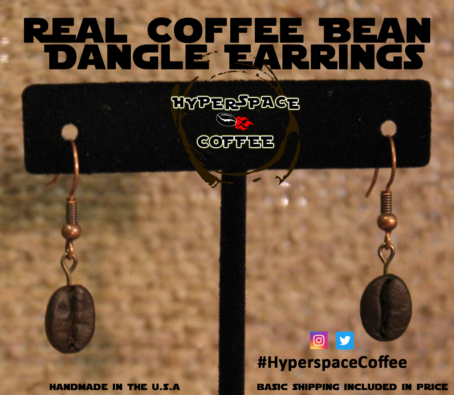 Real Coffee Bean Earrings - Coffee Bean Dangle Earrings - Coffee Nerd Gift, Coffee Lover Gift, Coffee Gift