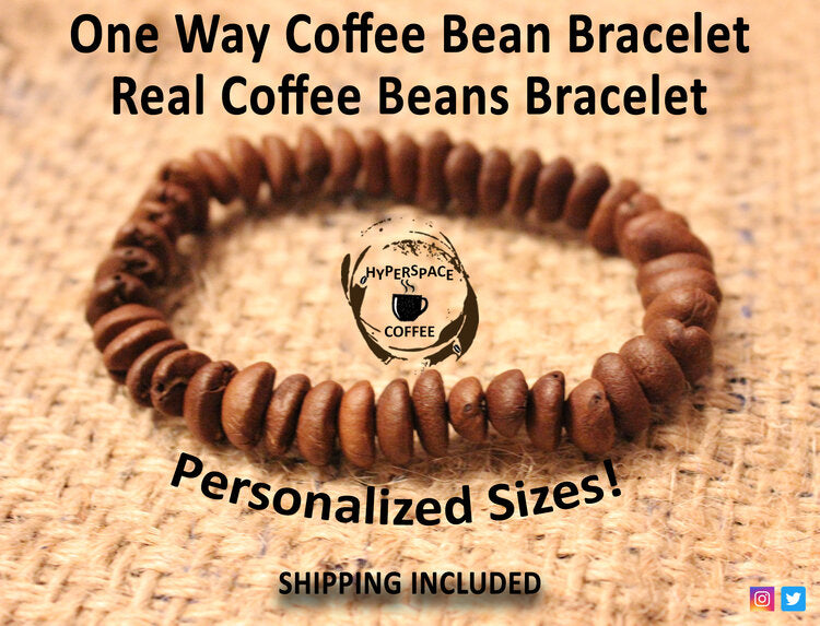 One Way Real Coffee Bean Bracelet - Real Coffee Beans Jewelry - Gift for the Coffee Lover, Coffee Nerd, and Coffee Addict