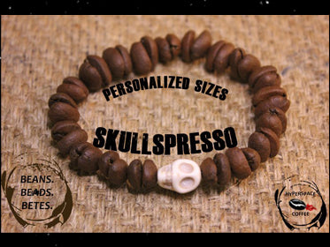 Solo Skullspresso! Coffee Skull Bracelet - Real Coffee Beans Bracelet, Coffee Bracelet Gift, Coffee Jewelry Gift, SKELETØN Clique inspired